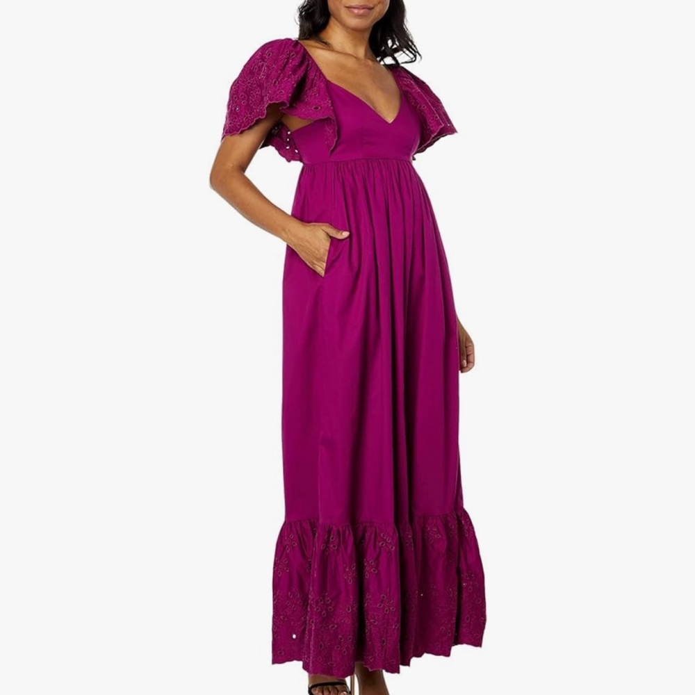 En Saison Barnette Ruffle Eyelet Sleeve Midi Dress